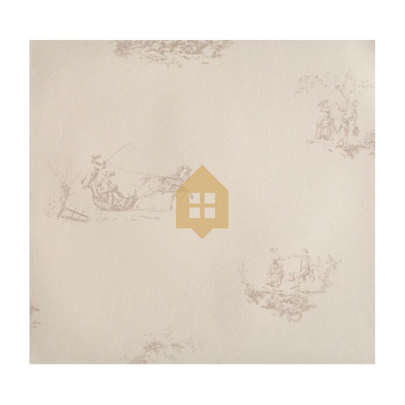 Papel pintado Casadeco 15351105 beige toile de jouy